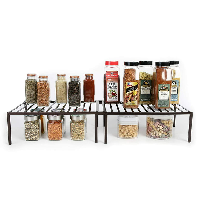 Sanno Expandable Cupboard Organizer, Large Stackable Counter Shelf, Cabinet Shelf Holder Spice Shelf Rack , White, 1 Shelf 27.5*8 Inches, 1 Pack
