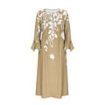 thumbnail image 4 of Wancir Women Long Sleeve V-Neck Casual Long Dress Pleated Waist Maxi Dresses with Pockets, 4 of 5