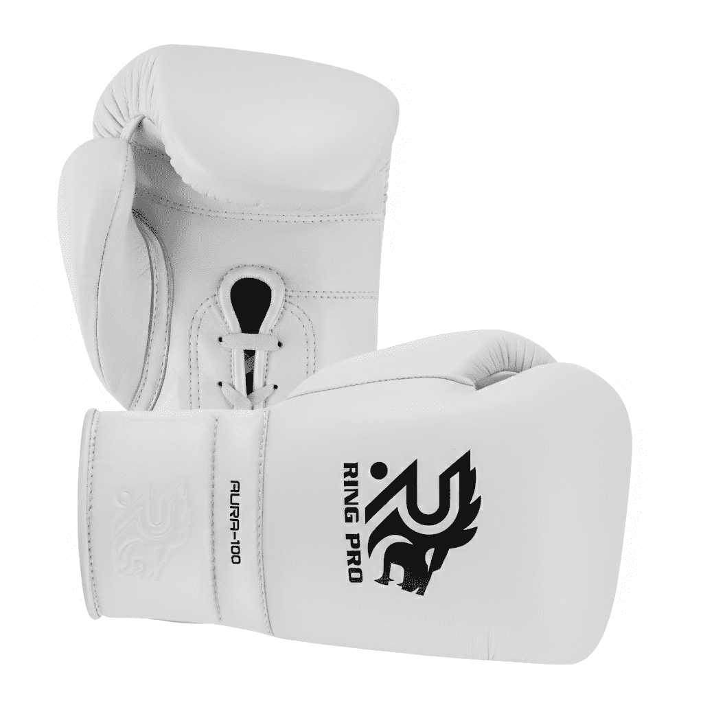 Ring Pro Sports Aura-100 Series Boxing Glove Made of Genuine Cowhide Leather for Boxing & MMA - White 16 oz