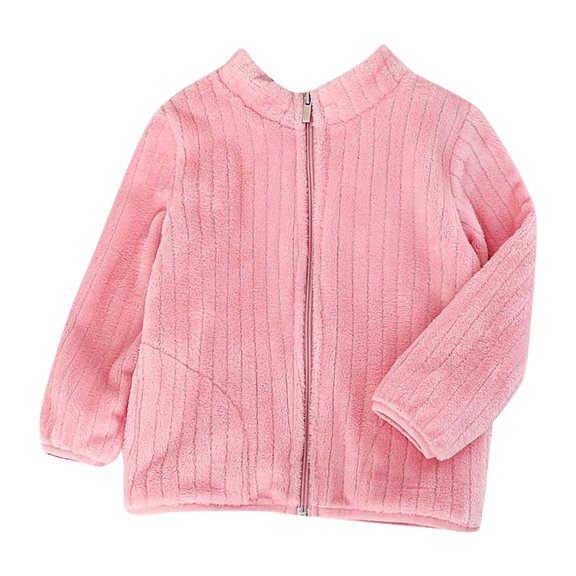 XXWXYD Big Kids Coral Fleece Jacket Stand Collar Outerwear Striped Zip Up Coat Soft Warm Fashion Top Unisex For Boys Girls Spring Autumn And Winter Daily Wear