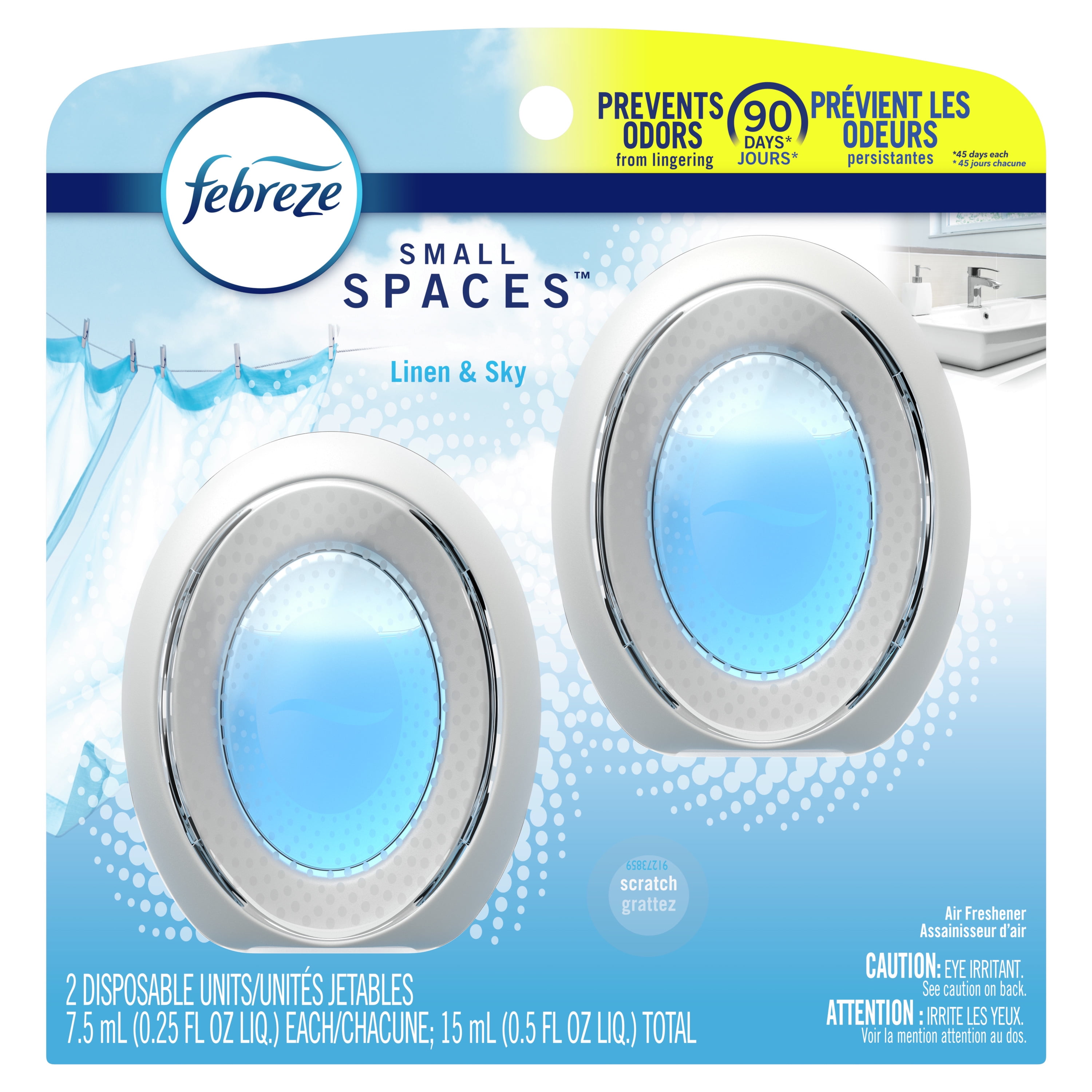 Febreze Small Spaces Air Freshener, Linen & Sky, .25 oz, Pack of 2