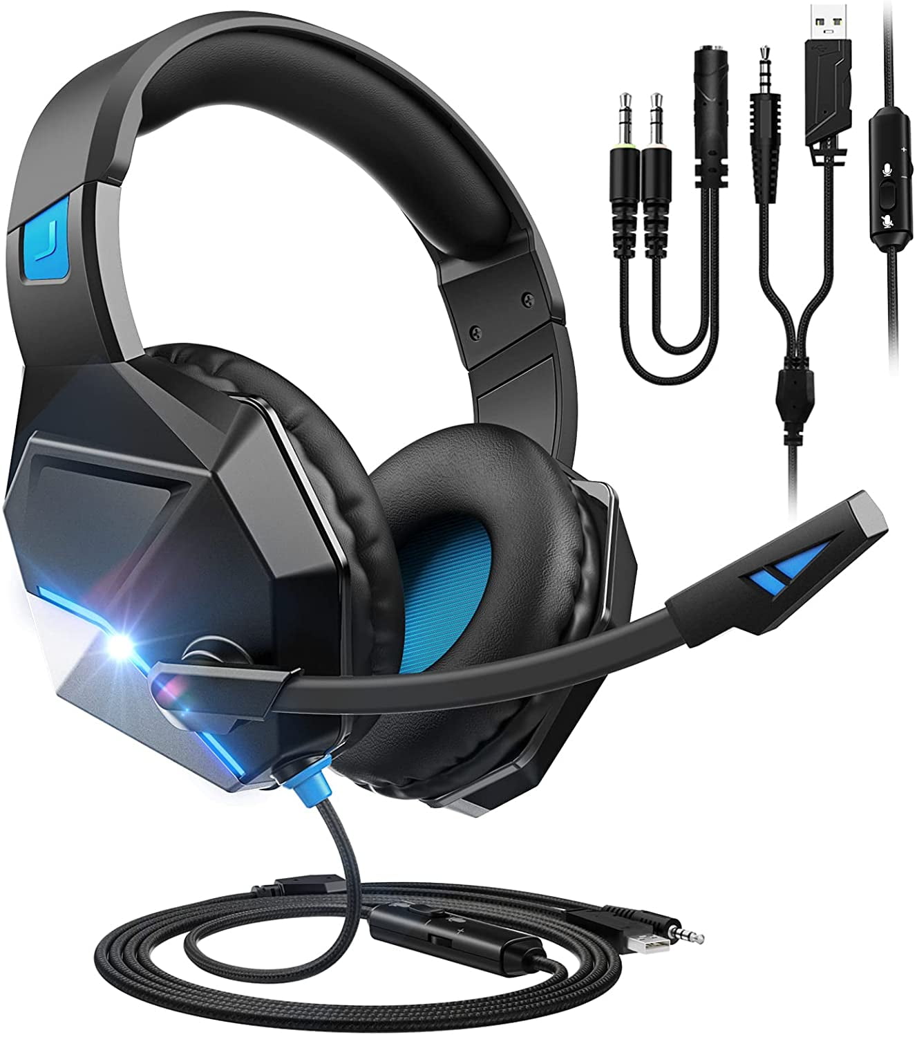 Logisch Rook goochelaar Mpow Gaming Headset for PS4, 120° Rotatable Noise Cancelling Microphone, 3D  Bass Surround Wired Gaming Headset for PC/PS4/PS5/Xbox/Switch, over Ear  Gaming Headphones with LED Light, 3.5mm Headphones - Walmart.com