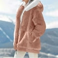 thumbnail image 4 of iHPH7 Fleece Jacket Women's Outerwear Fuzzy Jackets for Women Womens Jackets Casual Fluffy Jacket Womens Winter Clothes Teddy Jacket Women Rose Gold XL, 4 of 9