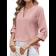 thumbnail image 4 of Blusa Informal con Cuello en V para Mujer, con Ojales, Bordada y Hueca, Ideal para Playa y Vestir. Rosa Oscuro L, 4 of 10