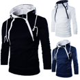 thumbnail image 2 of Sudadera con capucha de manga larga para hombre, suéter con cremallera, cuello alto, chaqueta superior, abrigo, color negro, 2 of 3