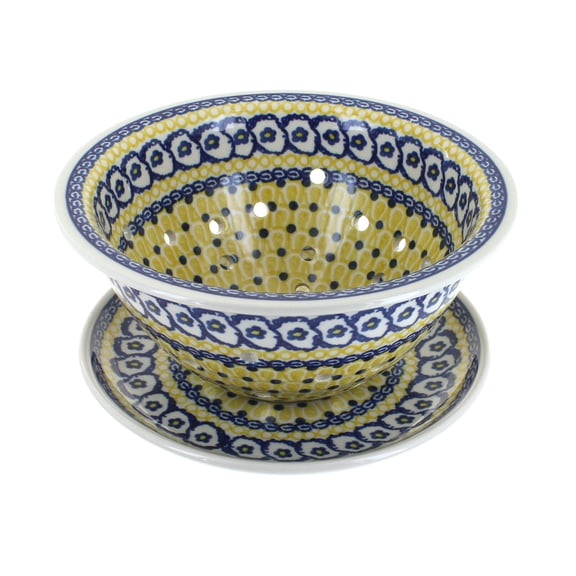 Blue Rose Polish Pottery Saffron Berry Bowl & Plate