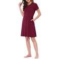 thumbnail image 4 of INSPIRE CHIC Women's Sleepshirts Lounge Dress Sleepwear Crew Neck with Pockets Pajamas Nightgown S Red, 4 of 5