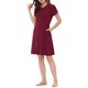 thumbnail image 4 of INSPIRE CHIC Camisones de Mujer Vestido de Lounge Pijamas Cuello Redondo con Bolsillos Noche L Rojo, 4 of 5