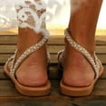 thumbnail image 4 of Lubelski Women Rhinestone Anti-slip Comfortable Flip Flop Open Toe Flat Sandals for Daily Life, 4 of 7