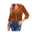 thumbnail image 4 of VISgogo, camisas de terciopelo salvaje a la moda para mujer, blusas de manga larga con cuello vuelto de Color sólido, blusas informales con botones para primavera y otoño VISgogo moda, 4 of 9