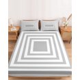 thumbnail image 2 of Twin XL Size Fitted Sheet Set - Black Grey Geometric 2 Piece Bedding Sets 16" Deep Pocket Fitted Sheet with 1 Pillowcases, Square Minimalist Modern Brushed Microfiber Hotel Luxury Bed Sheets, 2 of 9
