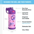 thumbnail image 4 of Thermos Kids Stainless Steel Funtainer Water Bottle with Straw, Dishwasher Safe, Leak Proof Peace, 14 oz, 4 of 13