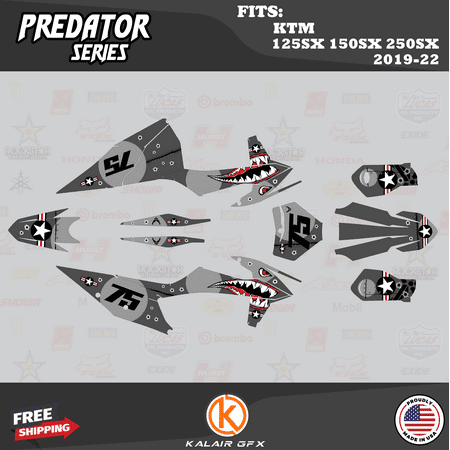 Kalair GFX Graphics Kit for KTM Motocross 2-Stroke 125SX 150SX and 250SX (2019-2022) Predator Series Kalair GFX Graphics Kit for KTM Motocross 2-Stroke 125SX 150SX and 250SX (2019-2022) Predator Series