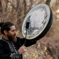 thumbnail image 4 of HAHDAXIA Shaman Drum 10 Inch Handmade Shamanic Drum Hand Drum With Drum Stick Tree of Life Sound Healing Tool For Spiritual Music, Reflection Meditation(Owl), 4 of 7