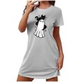 thumbnail image 2 of Somuwie Large size short Halloween women's nightdress with chest print round neck short sleeves short nightdress, 2 of 5