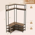 thumbnail image 3 of Costway Corner Garment Rack L-shaped Clothes Rack with Open Shelves & Adjustable Foot Pads Rustic Brown, 3 of 10