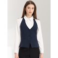 thumbnail image 2 of Chaleco de mujer con cuello halter, chaqueta sin mangas vintage con botones, chaleco de traje elegante Azul oscuro XS, 2 of 6