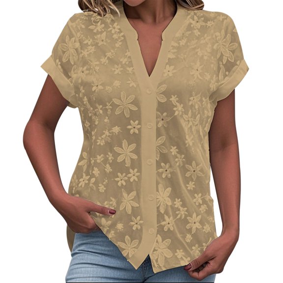 T Shirts For Women Womens Tops Summer Simple And Casual V Neck Solid Color Shirt Blouse