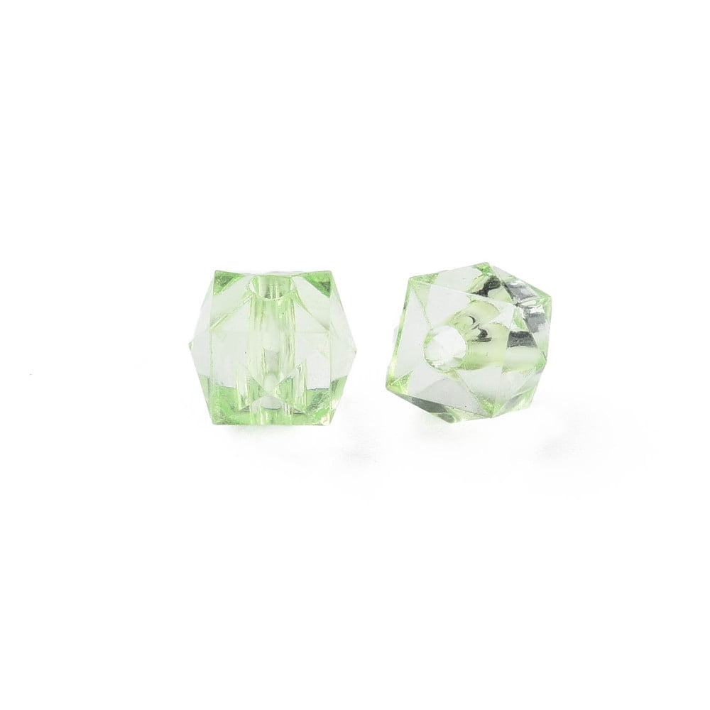 500g Transparent Acrylic Beads Faceted Square Light Green 8.5x9.5x9.5mm Hole: 2.5mm about 1070pcs/500g