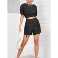 thumbnail image 2 of Liacowi 2 Piece Women’s Casual Outfits Short Sleeve Crop Tops + Shorts Set Loungewear Sweatsuits, 2 of 6