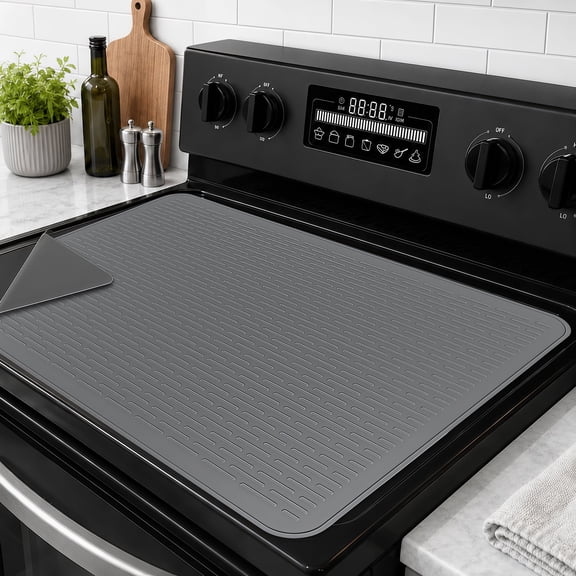 Silicone Hob Stove Top Cover, 71 x 50 cm Grey Silicone Stove top Cover, Hob Covers for Electric Cookers, Induction Hob Protector for Ceramic hob Heat Resistant Glass top Cover (Grey, 71 x 50 cm)