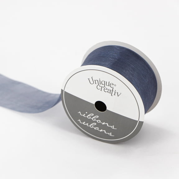 UNIQUE CREATIV, Ribbon, Organza, Grey, 38mm x 2.7m (1.5" x 9ft)