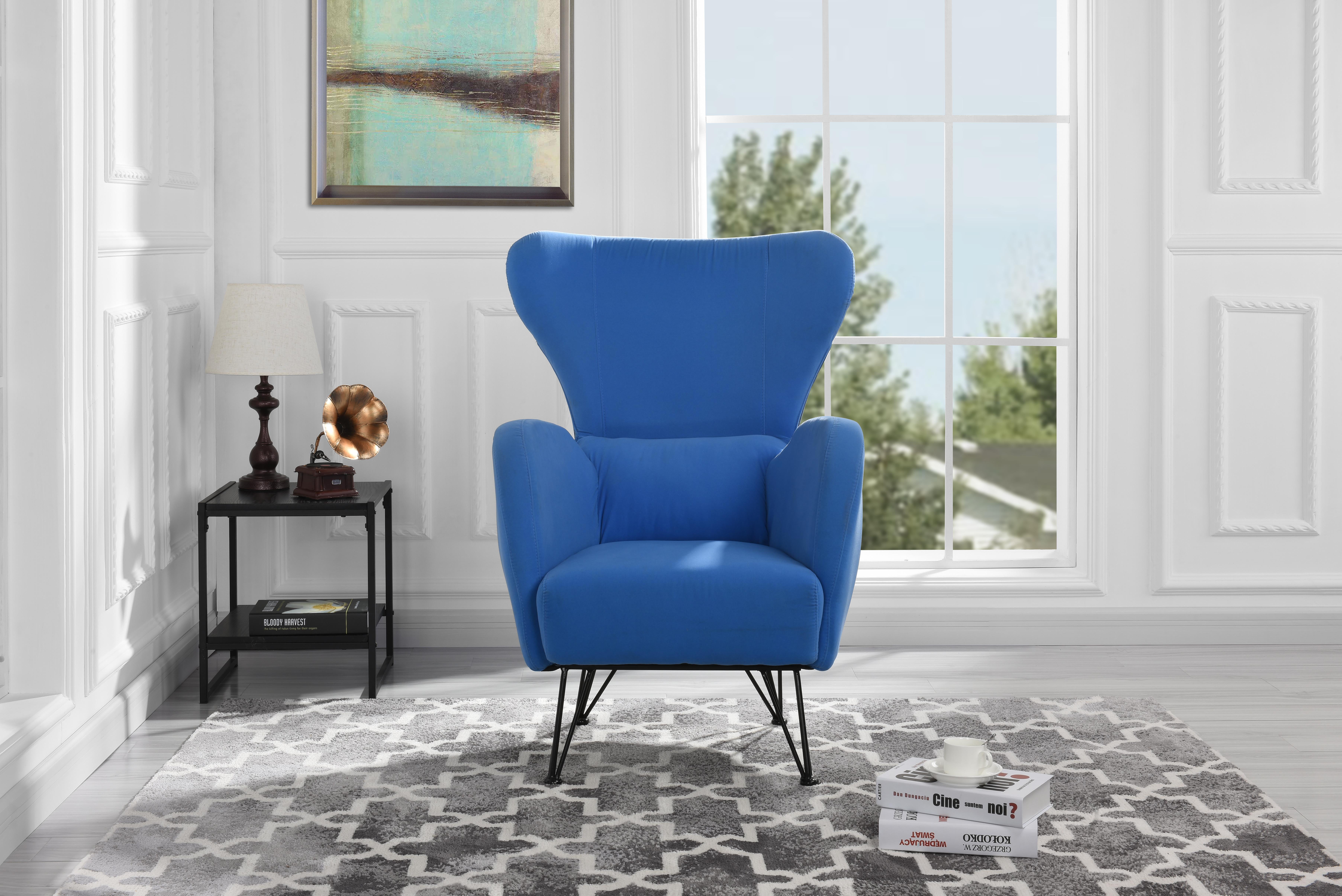 Modern Mid Century Shelter Back Armchair Accent Chair Sky Blue