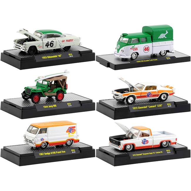Set of 6 Cars IN DISPLAY CASES 1/64 Diecast Model Car Detroit Muscle Release 48 