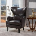 thumbnail image 2 of Noble House Warner High Back Bonded Faux Leather Chair in Brown, 2 of 9
