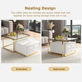 thumbnail image 3 of Modern 2 Pieces White Square Nesting Coffee Table with Drawers & Electroplated gold legs in 27.6'', Metal Frame Cocktail Table, 3 of 8