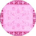thumbnail image 1 of Ahgly Company Indoor Round Oriental Pink Traditional Area Rugs, 5' Round, 1 of 4