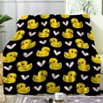 thumbnail image 2 of Cute Cartoon Yellow Duck Heart Blanket Gifts for Boys Girls, Cartoon Duck Throw Blanket for Cute Animal Lovers Soft Lightweight Flannel Fleece Pink Heart Bedding for Adults Bed Couch Chair 80x60In, 2 of 6