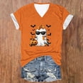 thumbnail image 4 of BLTIBY Womens Halloween Shirts V Neck Short Sleeve Tees Funny Printed Tops Casual Fashion Pullover Blouse Orange 2 S, 4 of 5