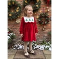 thumbnail image 4 of Loicainy Toddler Baby Girl Christmas Dress 12 18 24 Months 2T 3T 4T Embroidery Crew Neck Long Sleeve Dresses, 4 of 9