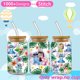 thumbnail image 3 of Adhesivo permanente resistente al agua con diseño de flores de primavera y dibujos animados para vasos de cerveza de vidrio Libbey de 16 oz con protección UV y DTF, 3 of 5
