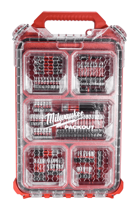 MILWAUKEE 48-32-4082 SHOCKWAVE 100-Piece Impact Duty Driver Bit Set with PACKOUT Compact Organizer – Wear Guard Tips, IP65 Rated Storage
