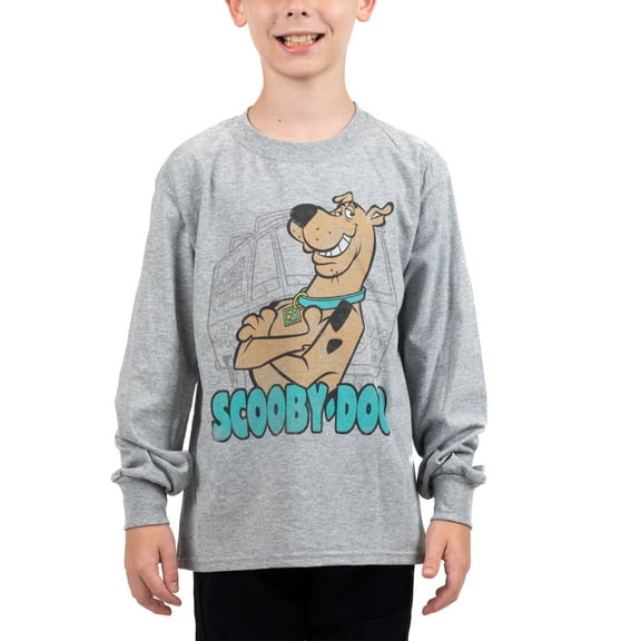 Youth Boys Grey Scooby Doo Long Sleeve Graphic Tee-M