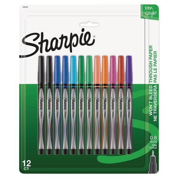 Sharpie Pens, Felt Tip, Fine Point (0.4 mm), Assorted Colours