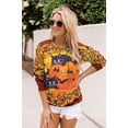 thumbnail image 3 of Black Cat on Pumpkin Sweatshirt Halloween Sweatshirts for Women Fall Pumpkin Face Tee Lightweight Pullover Tops, 3 of 10