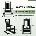 thumbnail image 2 of Greforg Outdoor Oversized Patio Rocking Chair Set of 2, HDPE Weather Resistant Porch, Garden Lawn Rocker,Black, 2 of 6