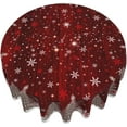 thumbnail image 6 of Christmas Round Tablecloth for Kitchen Dining, 60Inch Red White Xmas Trees Wood Board Table Cloth, Winter Snowflakes Fabric Non-Slip Table Cover for Holiday New Year Picnic Decor, 6 of 6