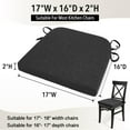 thumbnail image 2 of Tromlycs Chair Cushions for Dining Chairs Kitchen Seat Pads Set of 4 Room Indoor with Ties Non Slip 17x16 inch Black Brown, 2 of 6