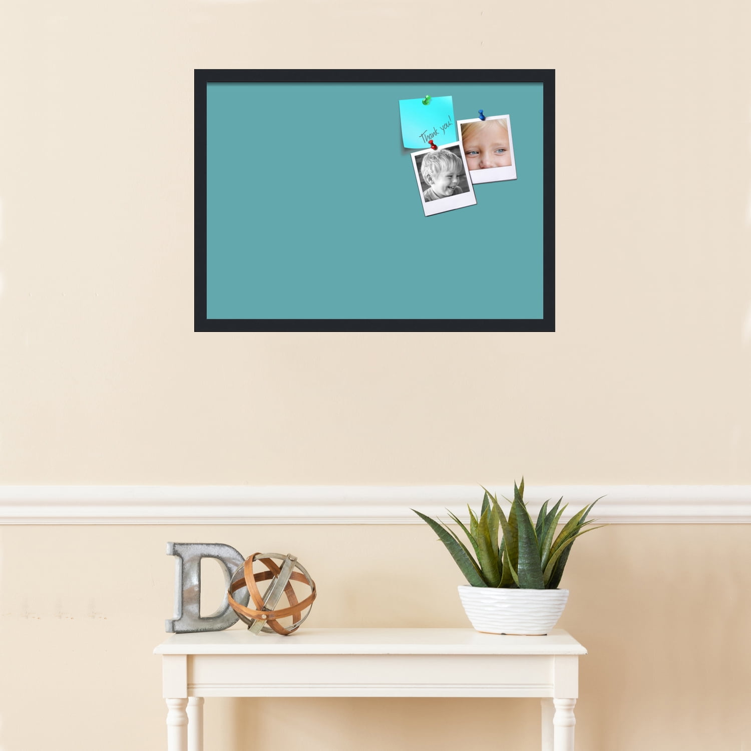 PinPix 27x19 Custom Cork Bulletin Board Aqua Pastel Poster Board Has a Fabric Style Canvas Finish, Framed in Aqua Pastel, by ArtToFrames (PinPix-1806)