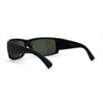 thumbnail image 2 of Mens Classic 90s Thick Temple Rectangular Biker Sunglasses Matte Black Green, 2 of 4