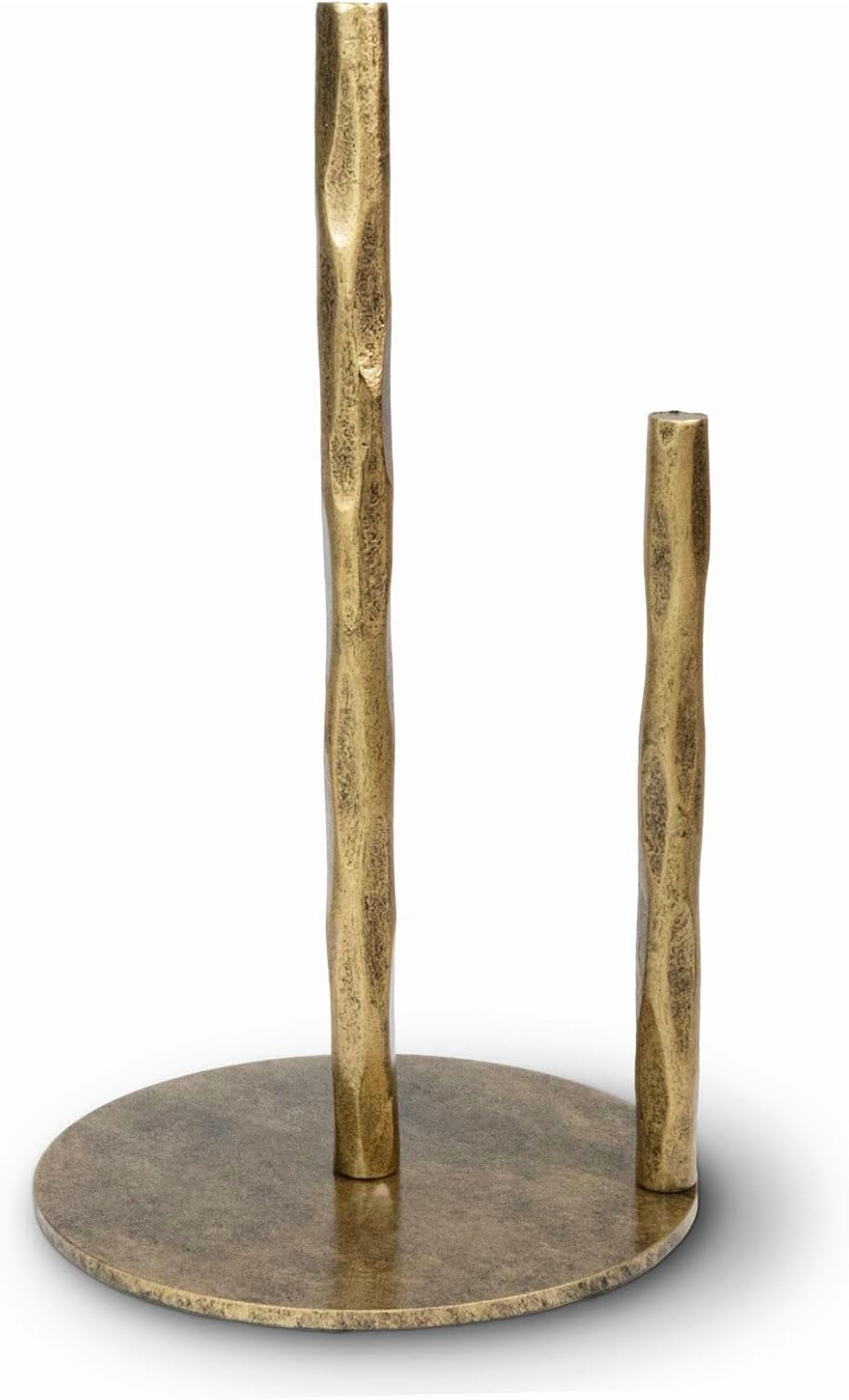 Paper Towel Holder, Hand-Forged Vintage Gold Paper Towel Stand Holder, Kitchen Heavy Duty Solid Metal Countertop Roll Paper Organizer