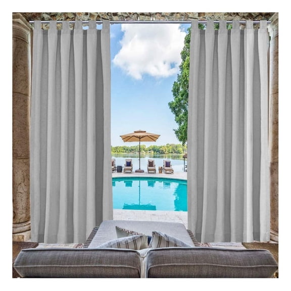 50x120 Inch Outdoor Curtains Grey, 1 Panel Patio Curtains, Waterproof Pergola Curtains, Tab Top Window Drapes for Balcony, Fade Resistant Outdoor Decor