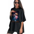 thumbnail image 3 of Plus Size Shirt for Women Black Tops for Women Short Sleeves Shirt for Women Fireworks Sky T Shirt Crewneck Shirt for Women XL, 3 of 5