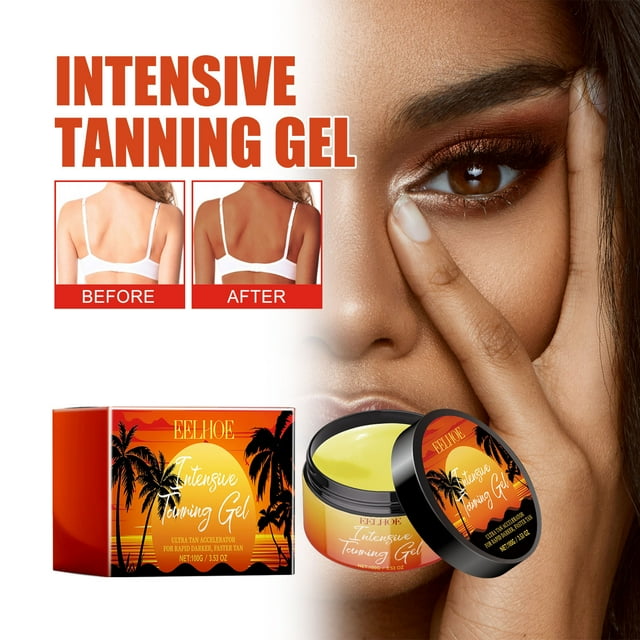 Gel Bronceador Oscuro Acelerador del Bronceado | Para Sol y Camas de Bronceado | Infundido con Aceites de Zanahoria, Manteca de Karité, Coco y Nuez | Fórmula Hidratante, Ligera y No Grasa | Tarro de