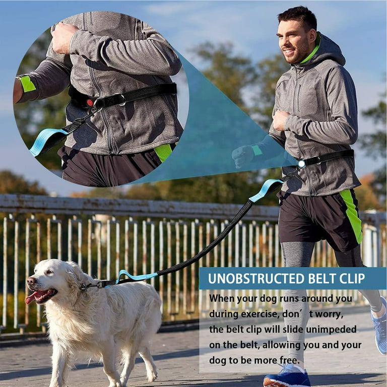 YIHATA Hands Free Dog Leash for Running Walking Training Hiking Adjustable Waist Belt Shock Absorbing Ideal for Medium to Large Dogs Blue Black new Walmart