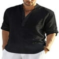 thumbnail image 5 of Men's Cotton And Linen Casual Shirt, Long Sleeved sun protection Linen Shirt, Beach T-Shirts S-5xl Top Cotton Blend Linen Stand-Up Collar Shirt, 5 of 6